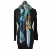Shawl HERMES "Instruction of the Roy" silk and cashmere Burgundy, blue and green