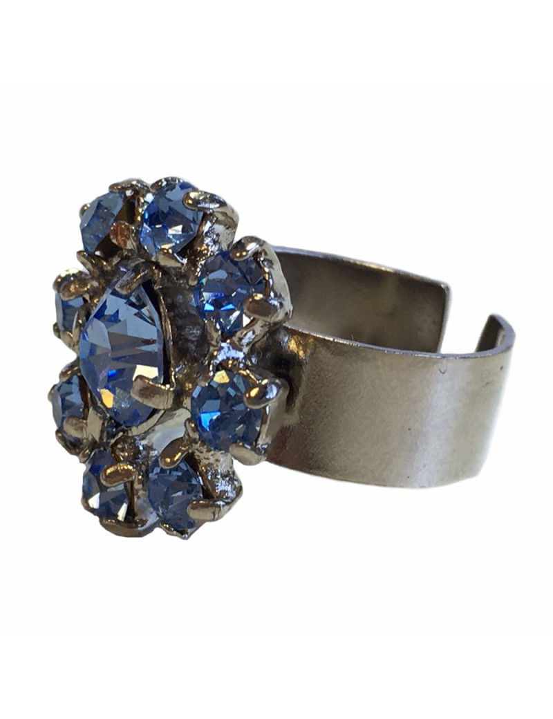 Ring CHANEL couture blue rhinestone and silver metal