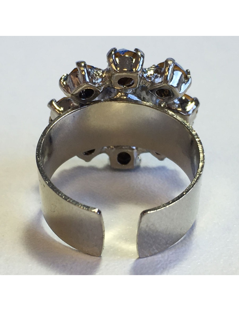 Ring CHANEL couture blue rhinestone and silver metal