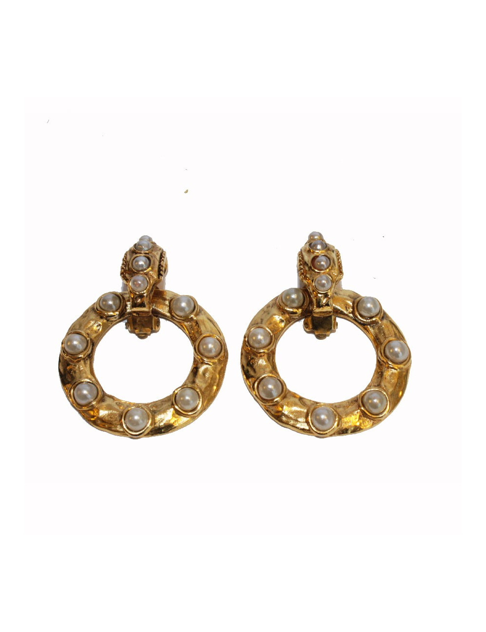 Boucles d'oreille Couture CHANEL clips pendants Vintage