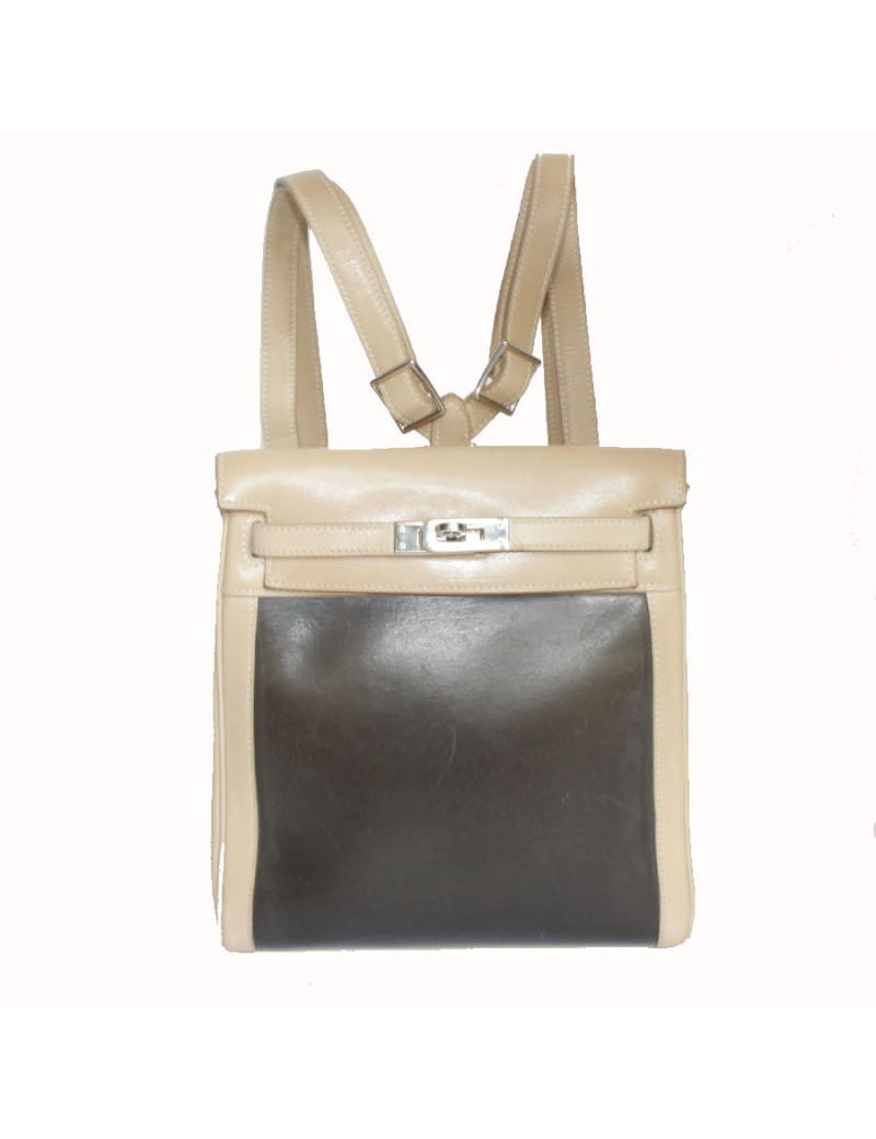 Sac Kelly à dos HERMES cuir et amazonia
