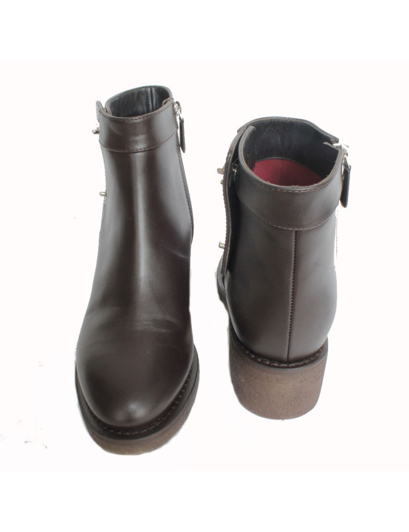 Bottines CHANEL T 39.5 cuir marron