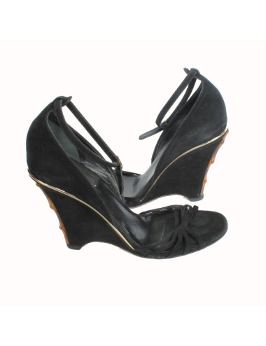 Sandales hautes compensées GUCCI veau velours noir T35,5 2