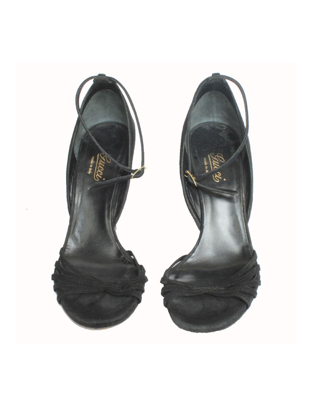 Sandales hautes compensées GUCCI veau velours noir T35,5