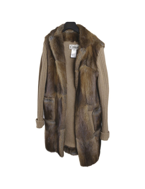 CHLOE T 38 tawny fur coat