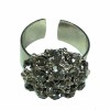 Ring CHANEL parade in silver metal and rhinestone stretchy T53
