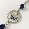 Marguerite of Valois silver chain and blue beads long necklace
