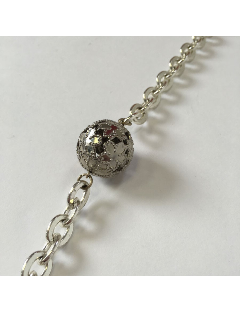 Marguerite of Valois silver chain and blue beads long necklace