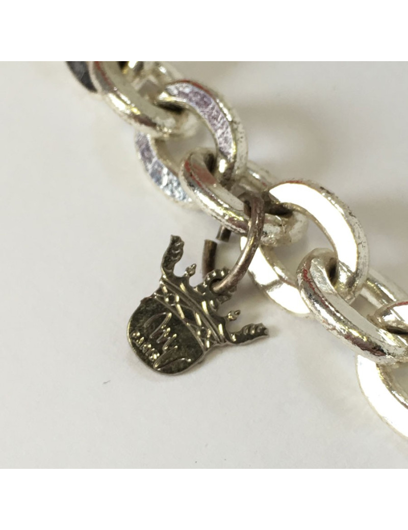 Marguerite of Valois silver chain and blue beads long necklace