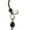 Necklace MARGUERITE of VALOIS gold chain and black and white glass paste
