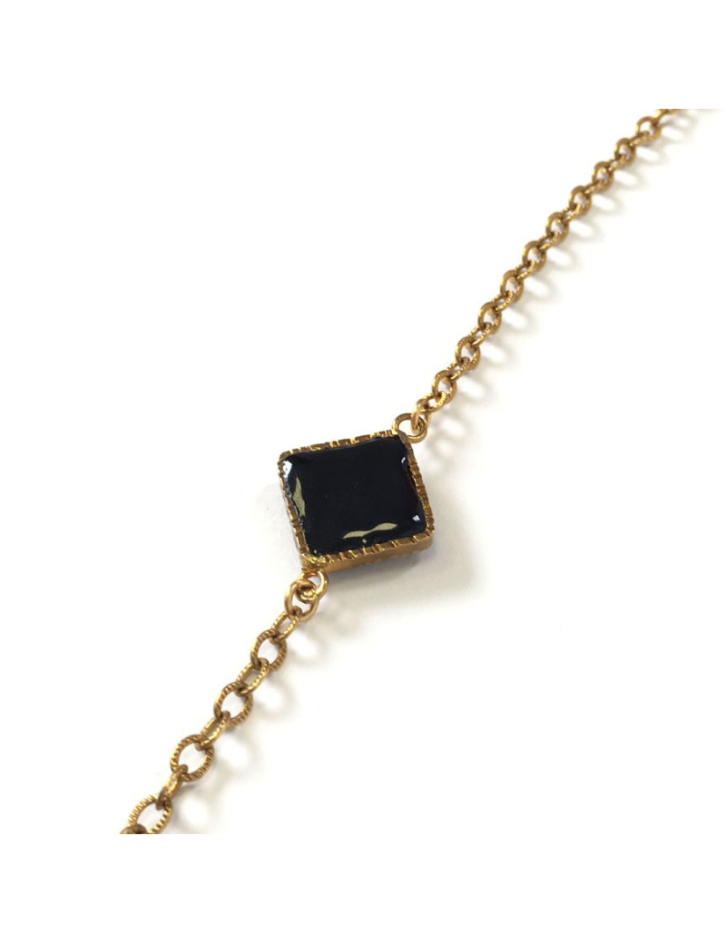 MARGUERITE of VALOIS golden chain and glass paste black necklace