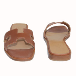 Sandales 'Oran' HERMES veau box gold T 36,5