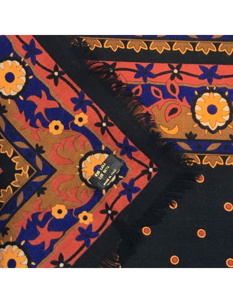 In wool and silk fringe shawl YSL YVES SAINT LAURENT black