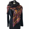 In wool and silk fringe shawl YSL YVES SAINT LAURENT black
