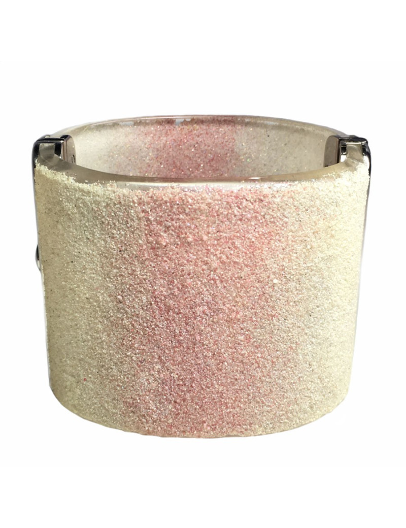Transparent plexi glittery white and pink CHANEL cuff