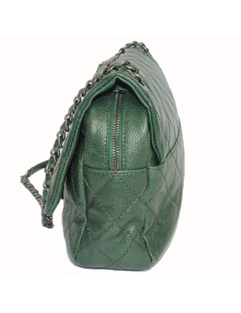 Pine Green grained lambskin CHANEL bag