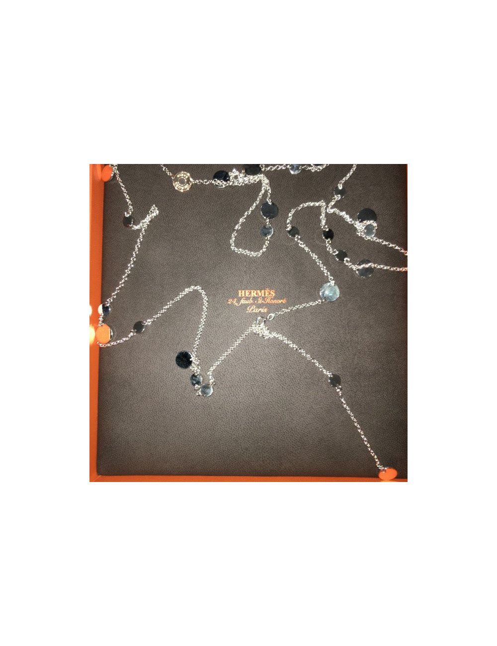 Sautoir Confettis HERMES en argent et or rose