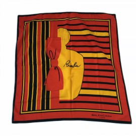 BALENCIAGA red, black and yellow silk scarf