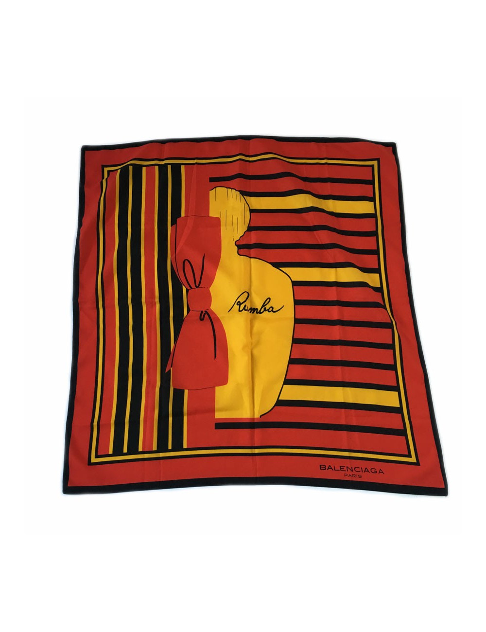 Foulard BALENCIAGA en soie rouge, noire et jaune