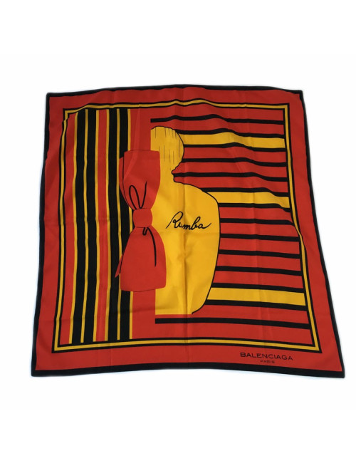 Foulard BALENCIAGA en soie rouge, noire et jaune
