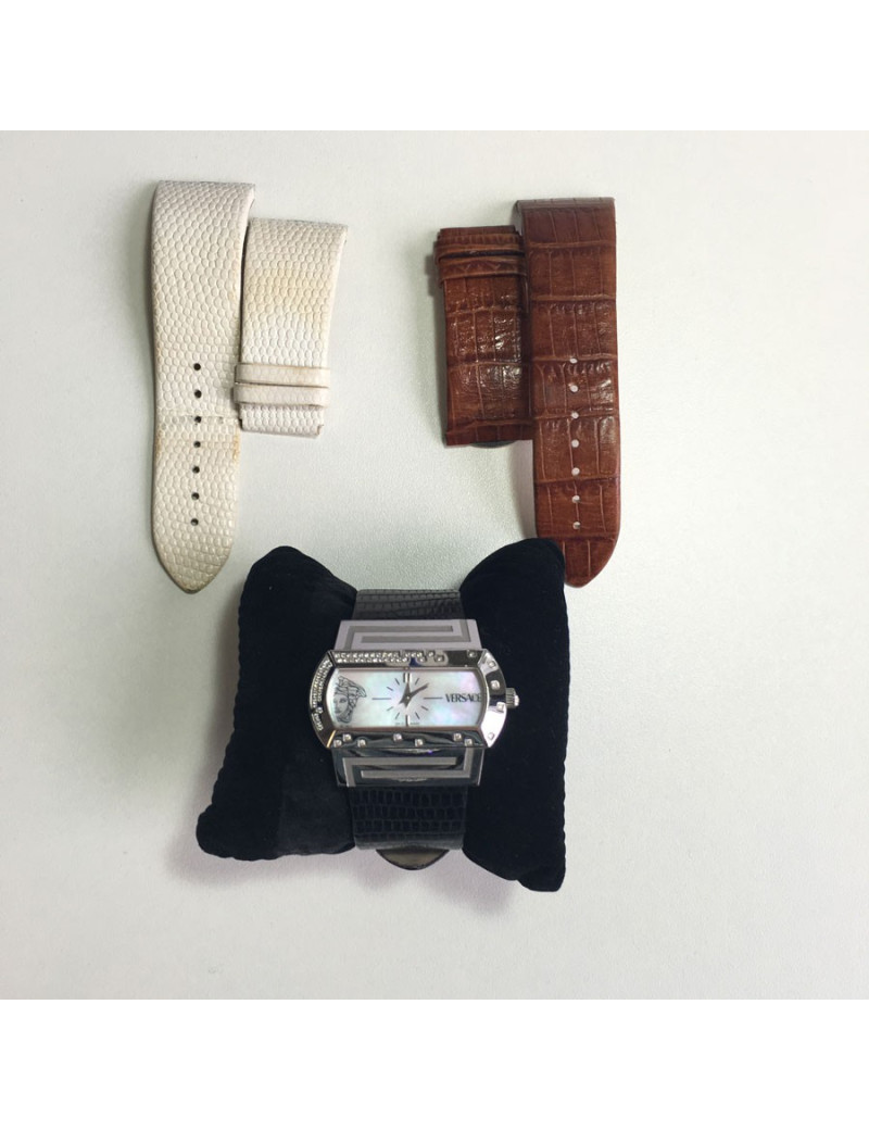 Steel and leather VERSACE watch