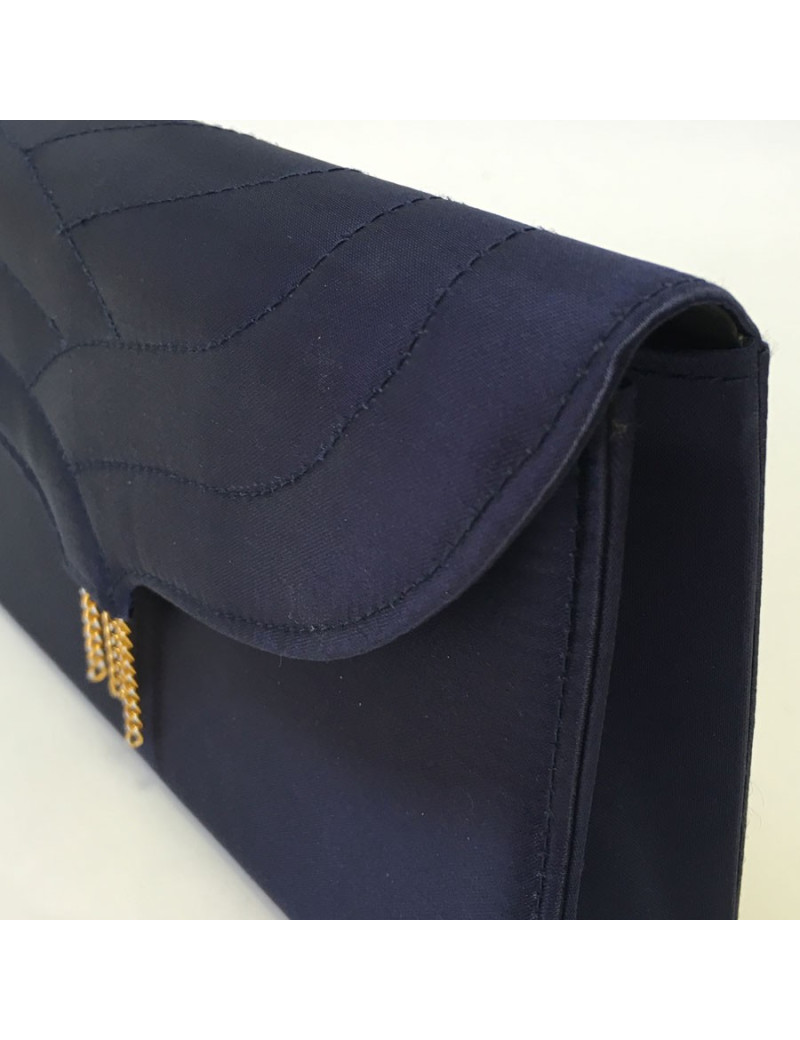 Pochette du soir VAN CLEEF & ARPELS bleue satinée