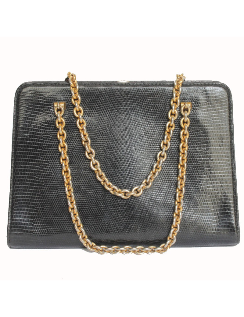 Sac GUCCI Vintage en lezard noir