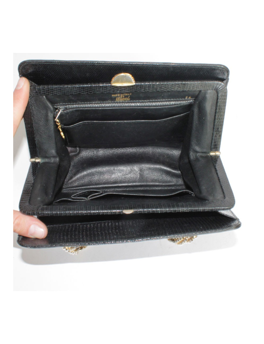 Vintage GUCCI bag in black lizard