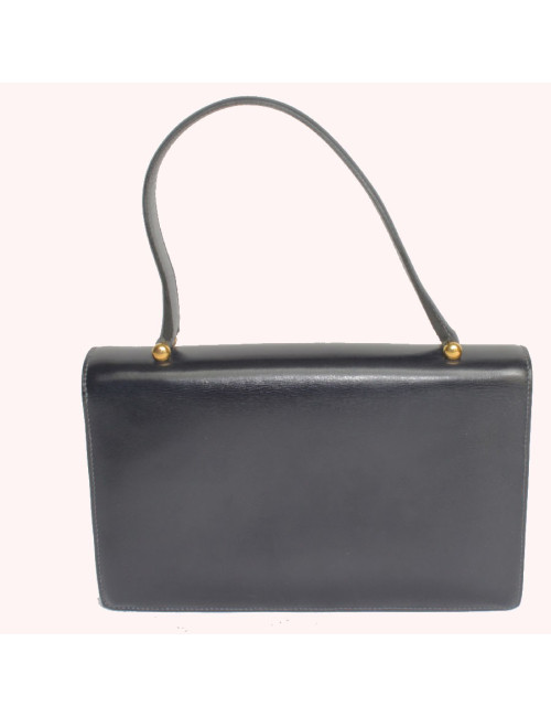 Sac "Boutonnière" HERMES cuir box bleu nuit