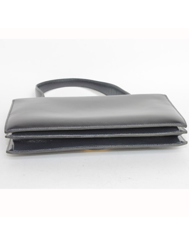 Sac "Boutonnière" HERMES cuir box bleu nuit