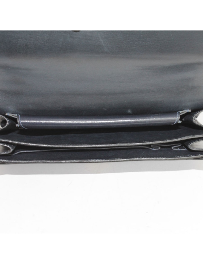 Sac "Boutonnière" HERMES cuir box bleu nuit