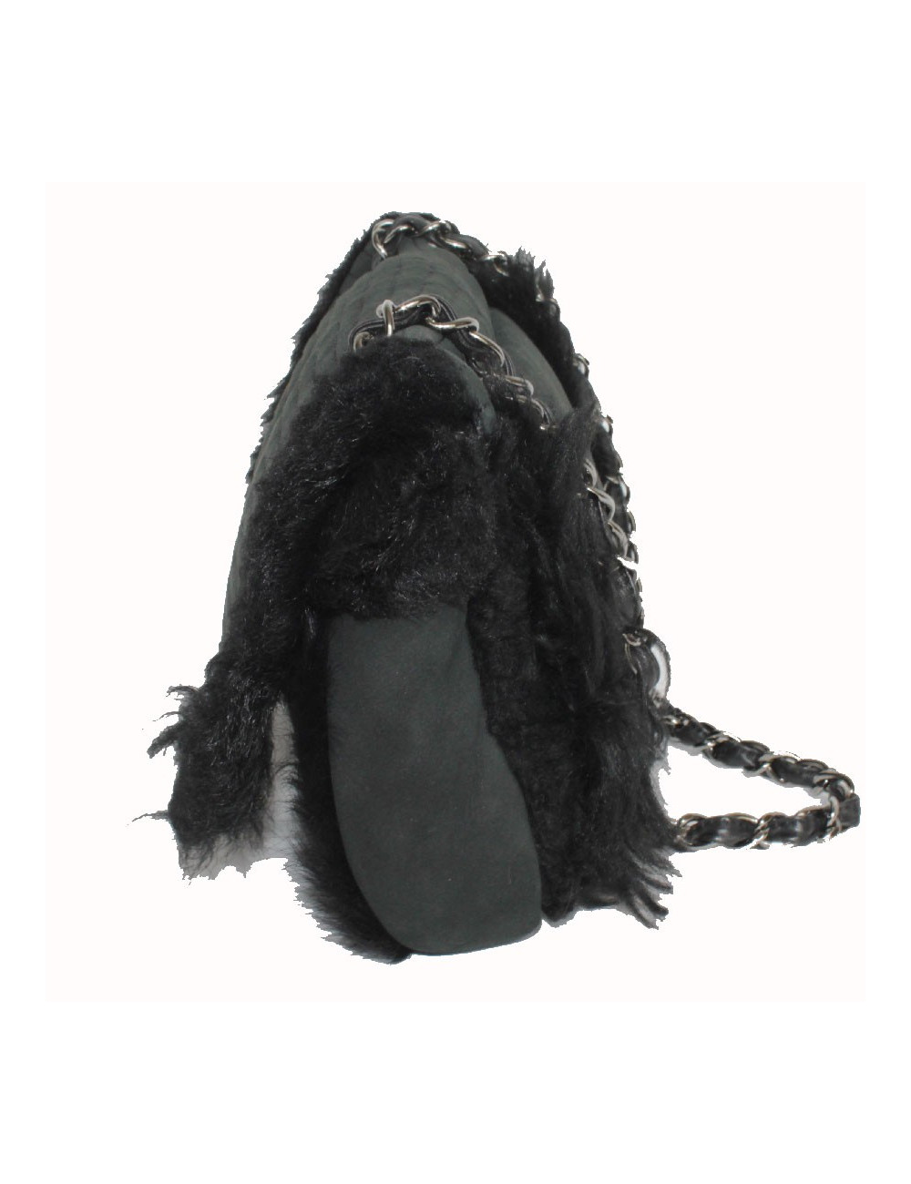 Sac CHANEL en peau retournée noir