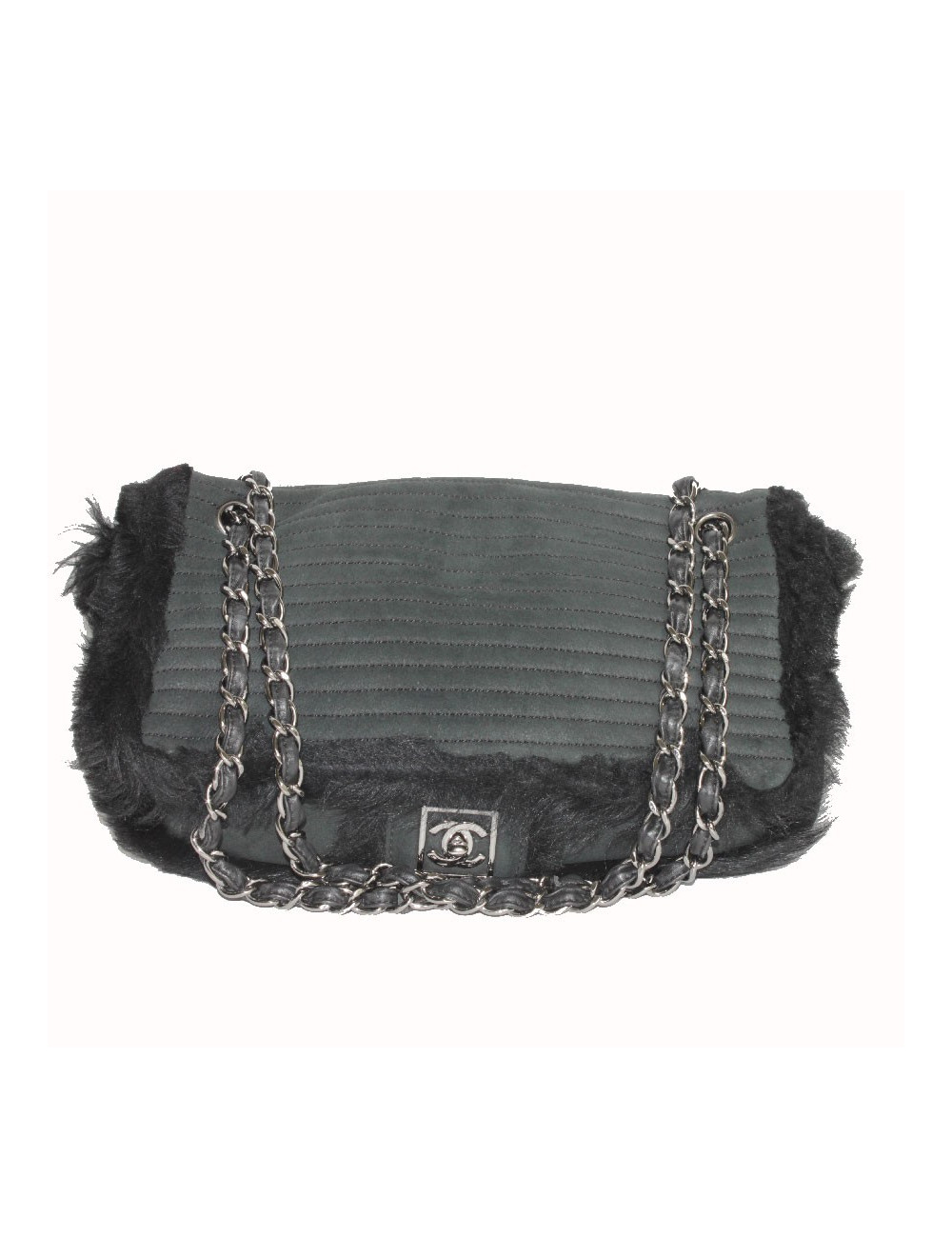 Sac CHANEL en peau retournée noir