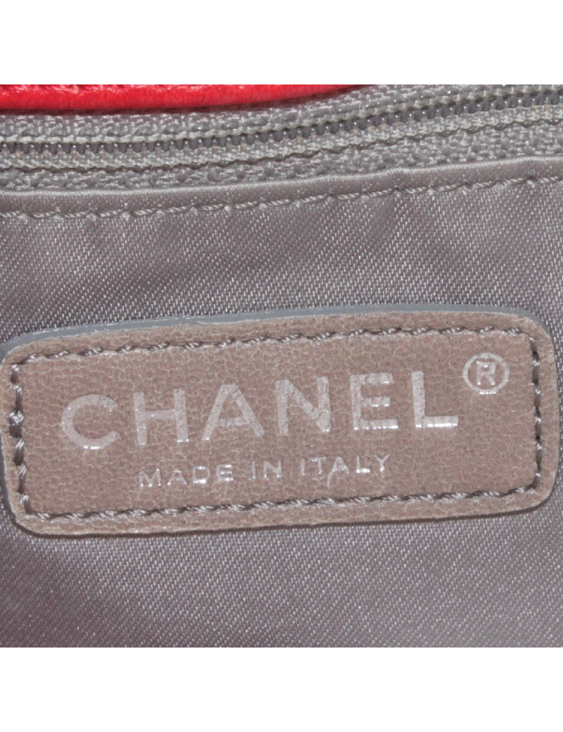 Sac Cabas CHANEL cuir d'agneau rouge  vermillon