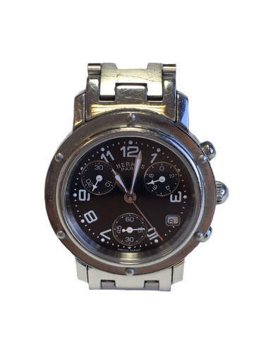 HERMES Clipper chrono steel watch