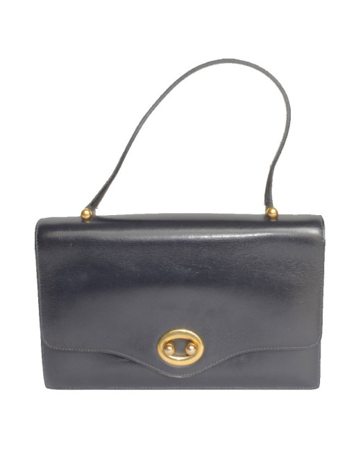 Sac "Boutonnière" HERMES cuir box bleu nuit