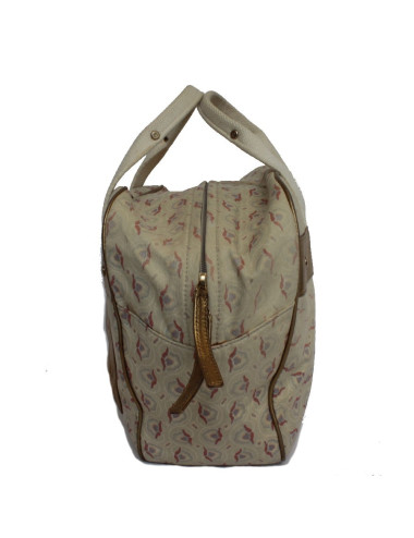 Sac CHANEL en toile et cuir doré 2