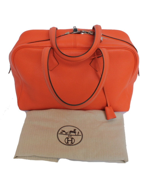 Sac Victoria HERMES orange feu