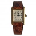CARTIER Tank vermeil and Brown croco collection watch