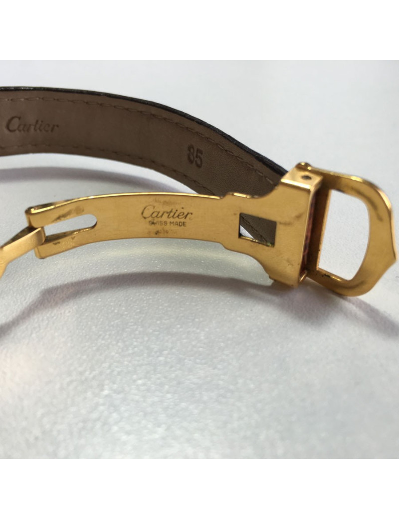 CARTIER Tank vermeil and Brown croco collection watch