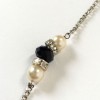 Saltire MARGUERITE of VALOIS silver chain, Rhinestones, black stones, and Pearly beads