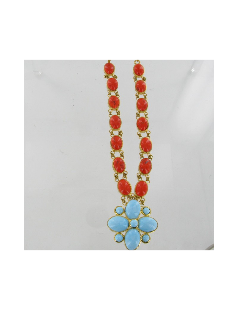 Collier Marguerite de Valois en pâte de verre multicolore