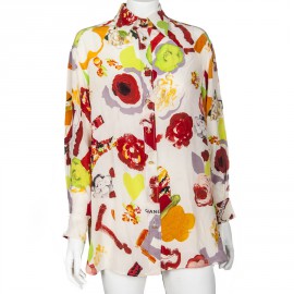 CHANEL T40 multicolored silk blouse