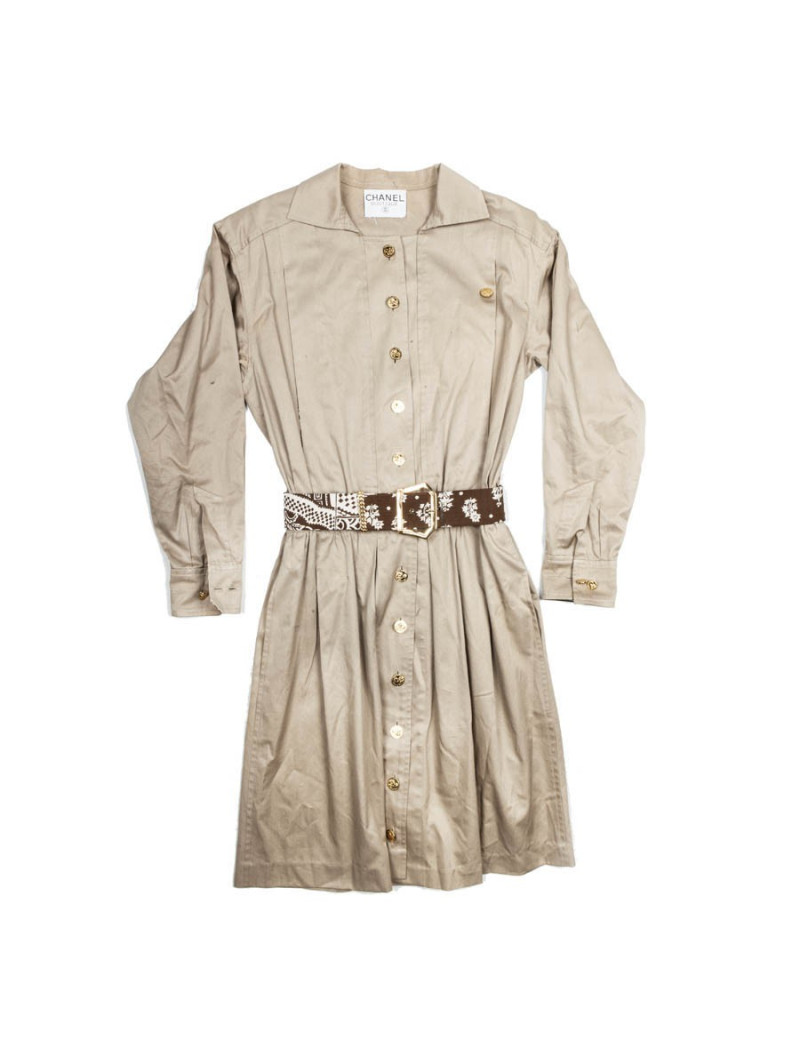 Robe CHANEL vintage beige et marron t 38