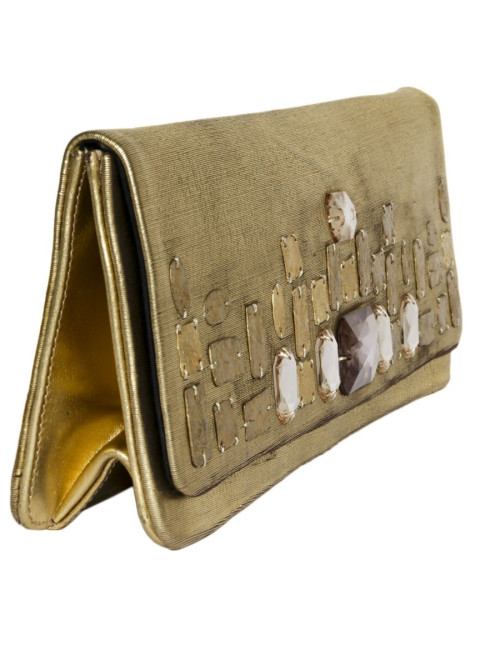 Pochette CHRISTIAN LACROIX cuir et soie doré