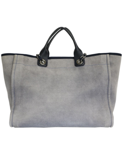Deauville canvas CHANEL bag grey blue