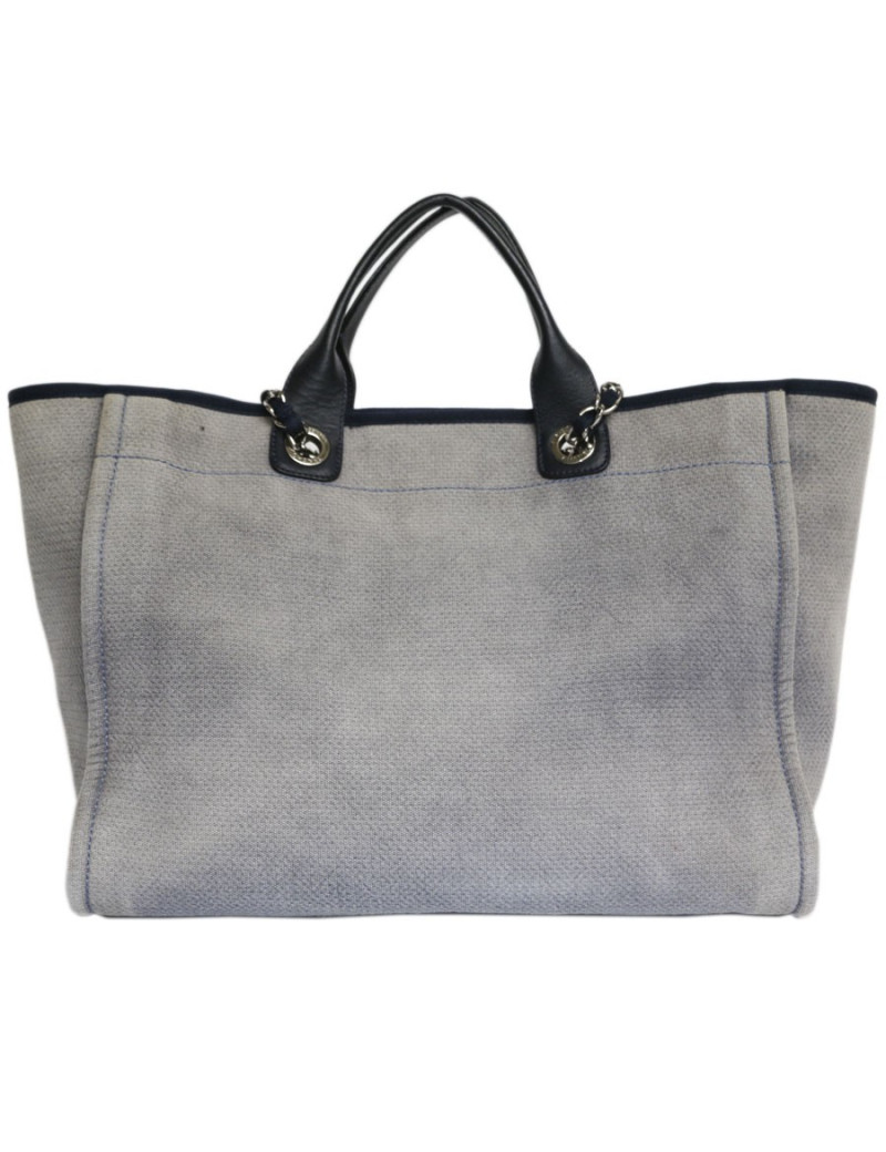 Sac Deauville CHANEL toile gris bleu