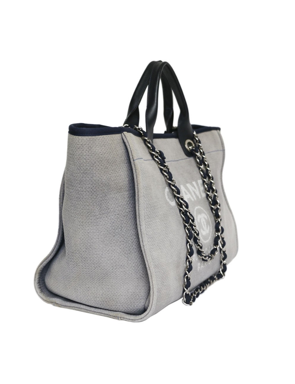 Deauville canvas CHANEL bag grey blue