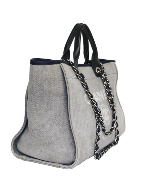 Deauville canvas CHANEL bag grey blue