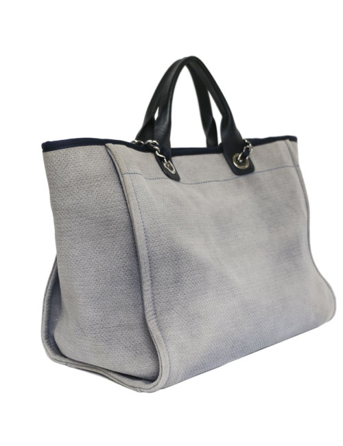 Deauville canvas CHANEL bag grey blue